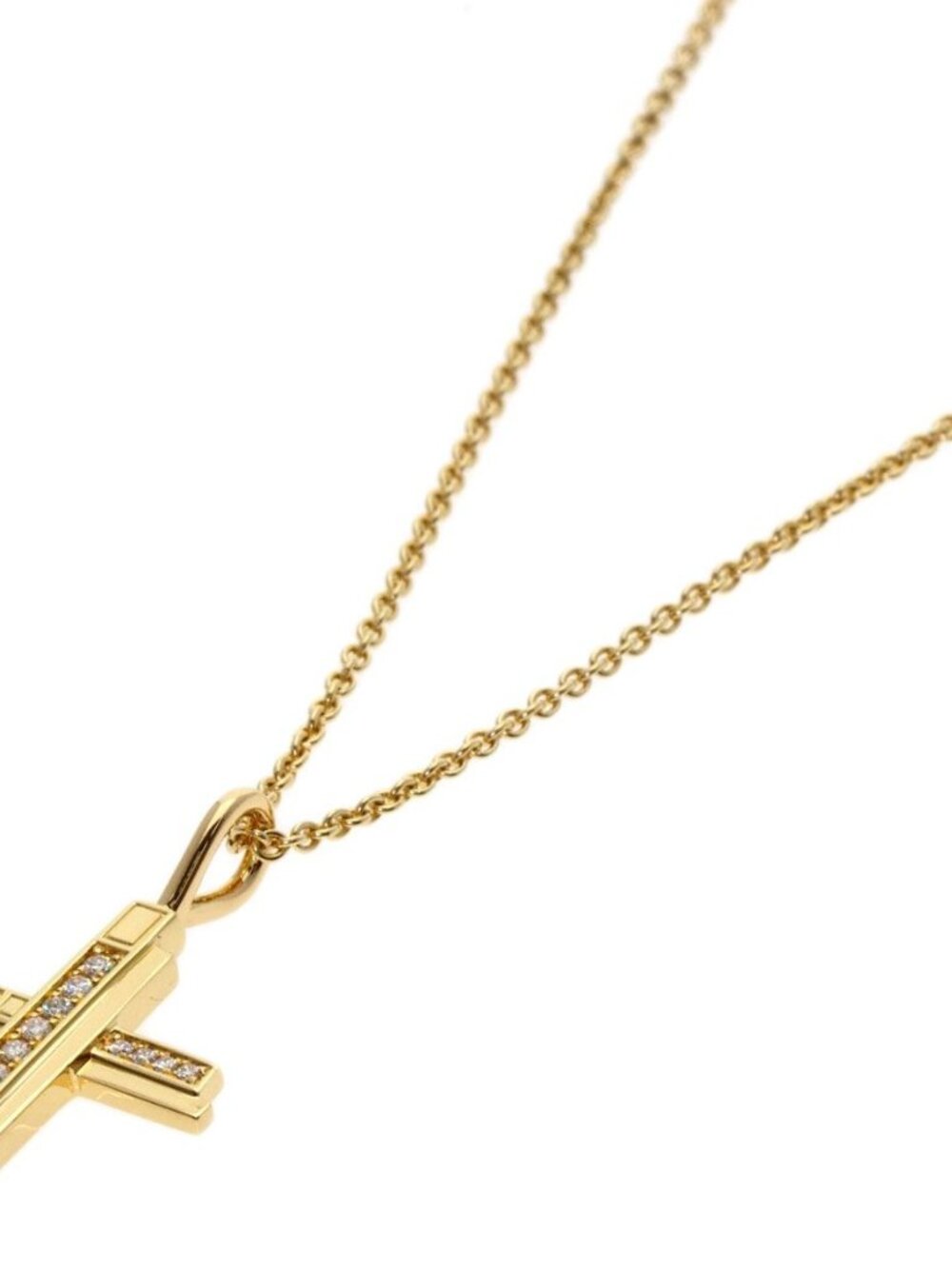 Harry Winston Traffic Cross Diamond Necklace 18K Yellow Gold